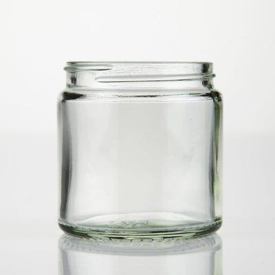 120ml Clear Glass Round Ointment Pot Empty Jar with 58mm Black Caps (Pack of 54)