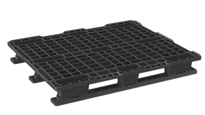 Plastic ISO pallet 1200 x 1000 x 155mm with open gridded deck and 3 detachable runners