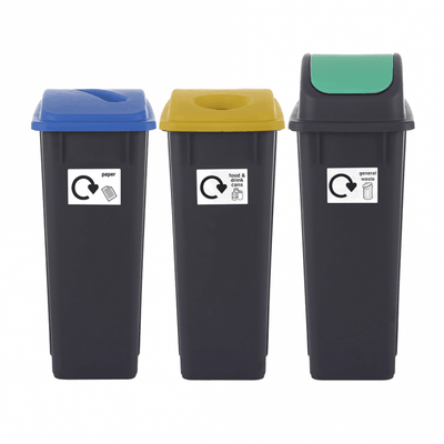 65 Litre Recycling Bin Set of 3 - Waste Sorting Station