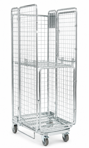 Folding Logistics Container KLS-2 – 600 x 800 x 1800mm | Nestable Roll Cage with Dual Doors | 400kg Capacity