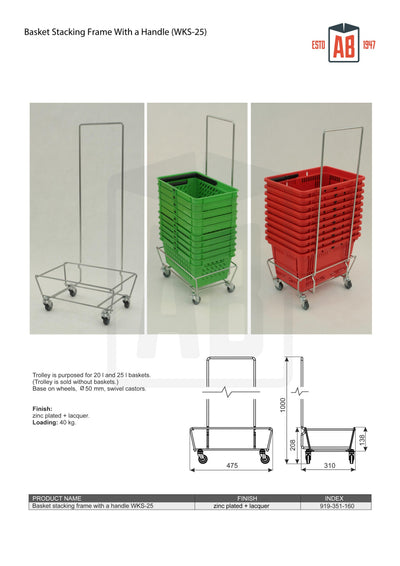 Basket Stacking Frame with Handle – Mobile Basket Display Stand
