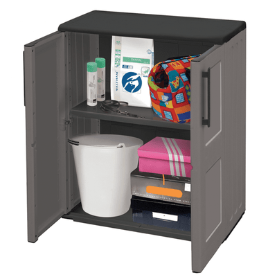 Compact Plastic Utility Cupboard – Double Door Free-Standing Storage Cabinet