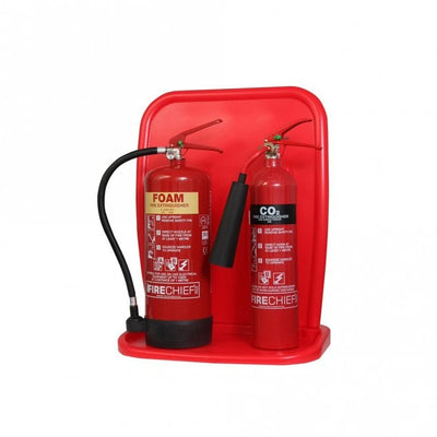 Double Fire Extinguisher Stand - Holds 2 x Up to 12kg Extinguishers - 500 x 300 x 645mm