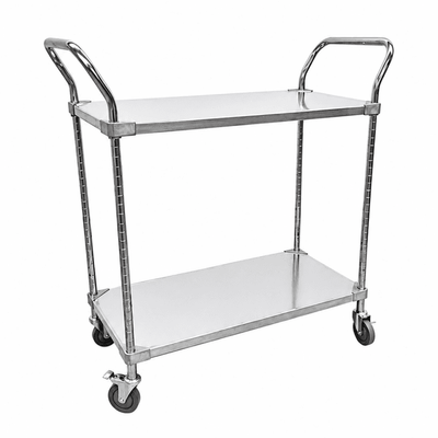 2 Shelf Stainless Steel Trolley 240kg – Grade 304, 460mm Depth