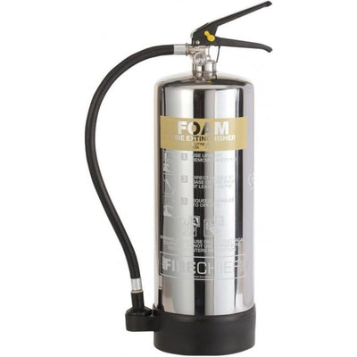 Polished Stainless Steel Foam Fire Extinguisher - 6 Litre