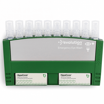 Eyewash Pod Station with Mirror – Includes 10 x 20ml Sterile Saline Pods