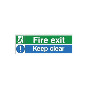 Fire Exit Keep Clear Sign – Self-Adhesive Vinyl Safety Sign