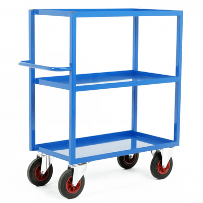 Heavy Duty Steel 3 Shelf Tray Trolley, 350kg Capacity, 1200mm High