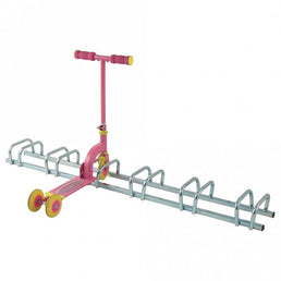 Free-Standing Kids Scooter Rack - 6 Scooters, Zinc Plated Steel, 1400mm