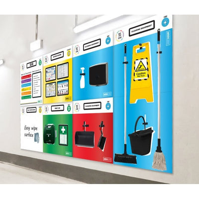Wall Mounted Shadow Board Cleaning Station with Dustpan & Brush, 750 x 750mm