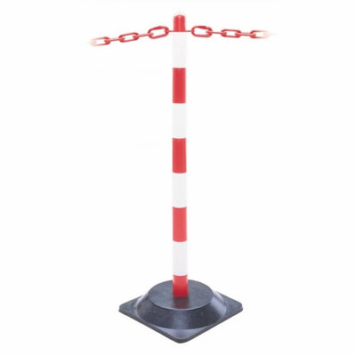 Free-Standing Plastic Safety Post 40mm Dia x 870mm H with Chain Eyes