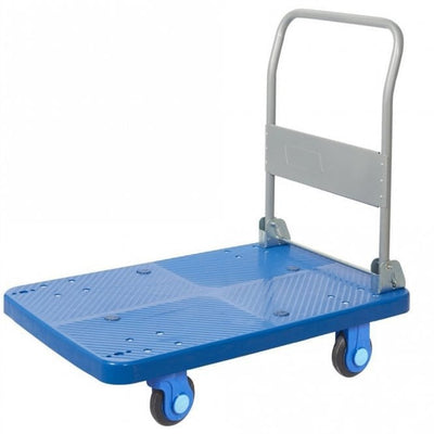 Heavy Duty Plastic Platform Trolley 300kg with Folding Handle & Silent Castors