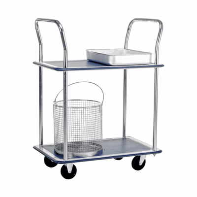 Steel 2 Shelf Trolley with Anti-Slip Shelves, 120kg Capacity, 725 x 470 x 950mm
